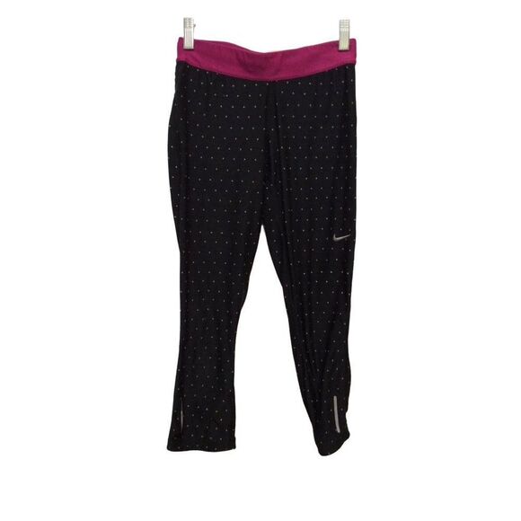 NIKE Dri-Fit Leggings XS Women Black Polyester Spandex Cropped - Picture 1 of 3